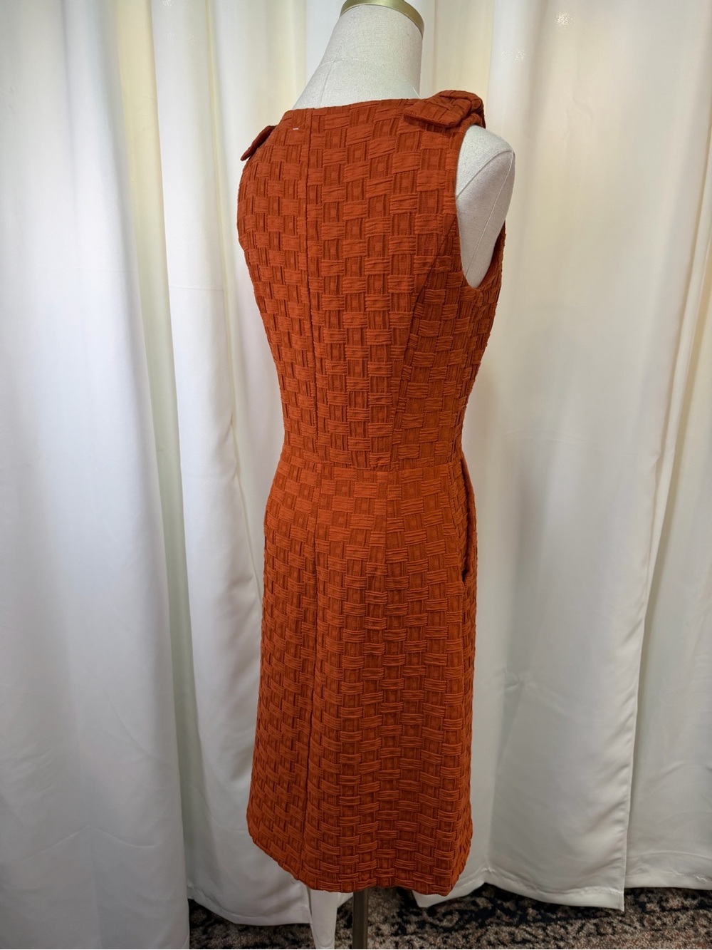 Tabitha Burnt Orange Basketweave Textured Knit Sleeveless Dress Size 0 - Picture 13 of 16